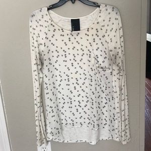 Dolan (Anthropologie) L/S print pocket Ivory T XS